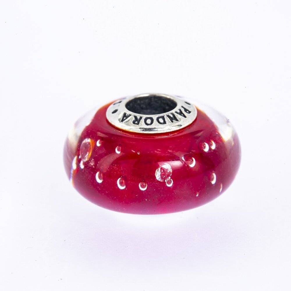 Pandora Red Fizzle Murano Glass Sterling Silver 925 Charm Bead - Picture 2 of 2